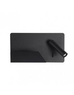 3w 4000k Miguel Angel Right Black Wall Light C/usb And Shelf 150lm 16x28x12 Cm Adjustable