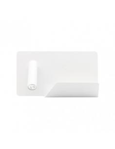 3w 4000k Miguel Angel Left White Wall Light With USB And Shelf 150lm 16x28x12 Cm Adjustable