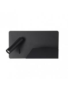 3w 4000k Miguel Angel Wall Light Left Black C/USB And Shelf 150lm 16x28x12 Cm Adjustable