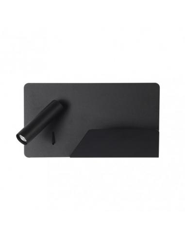 Aplique 3w 4000k Miguel Angel Izqdo Negro C/usb Y Estante 150lm 16x28x12 Cm Orientable