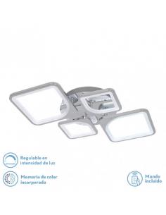 Plafon 86w 3000-4000-6500k Cromo Elara 9x76x46 Cm 11610Lm Regulable, Memoria y C. Remoto