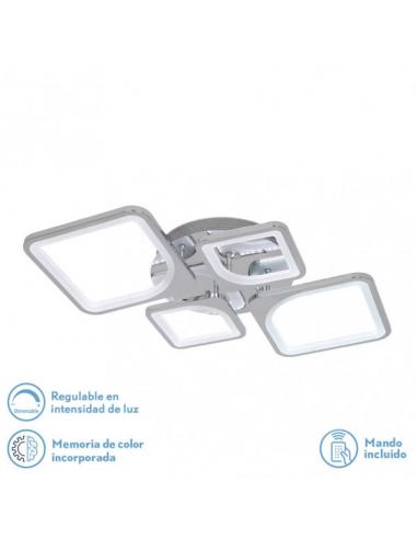 Plafon 86w 3000-4000-6500k Cromo Elara 9x76x46 Cm 11610Lm Regulable, Memoria y C. Remoto