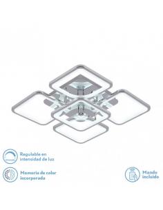 129w 3000-4000-6500k Chrome Elara Ceiling Light 9x58x58Cm 17415lm C.remote, regulator and memory