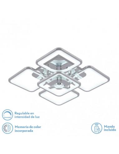 129w 3000-4000-6500k Chrome Elara Ceiling Light 9x58x58Cm 17415lm C.remote, regulator and memory