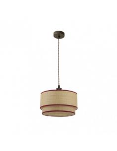 Roque Pendant 1xe27 Natural/red Regx40x40 Cm