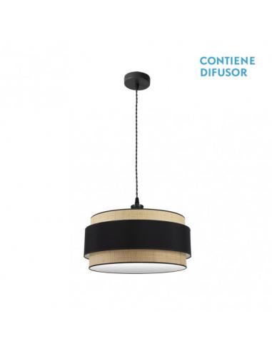 Kandy Pendant 2xe27 Natural/black Regx50x50 Cm