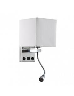 Wall Light 3w 4000k+1xe27 And Stephen Chrome Usb Port/White Screen 285lm 38x17x20cm Double On