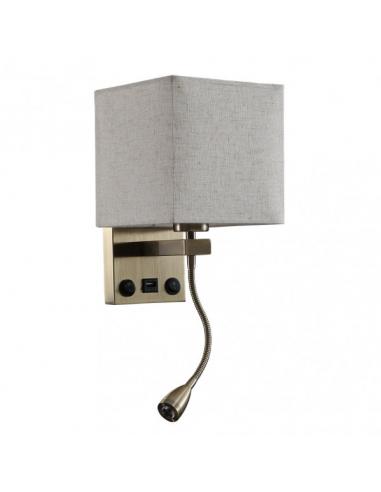 Appliq. 3w 4000k+1xe27 And Usb Port Stephen Leather/Beige Screen 285lm 38x17x20cm Double On