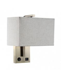 Wall Light 1xe27 And Usb Port Agatha Leather/Pant.beige 27x25x15cm With Switch