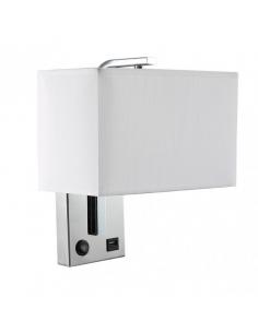 Wall Light 1xE27 And Usb Port Agatha Chrome/Pan.white 27x25x15cm With switch