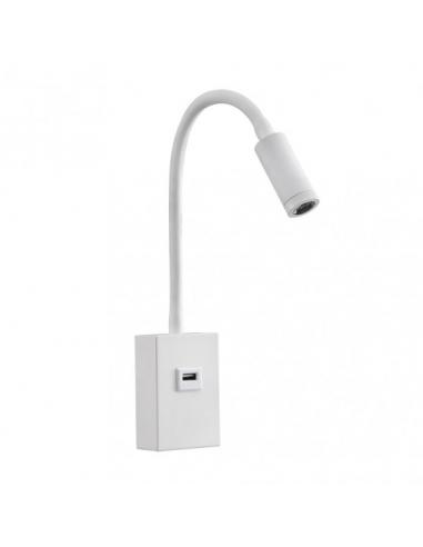 Aplique 3w 4000k Capote Blanco Usb E Interrupt. 43x6x4 Cm 285lm Articulab. Y Orientab.