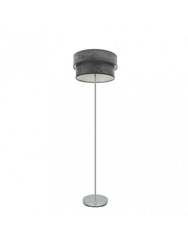 Pie Salon Triple Doble 1xe27 Cromo/madera Negra 162x40x40 Cm