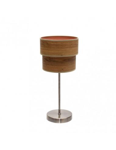 Double Smile Table Lamp 1xe14 Leather/Dark Wood 44x18x18 Cm