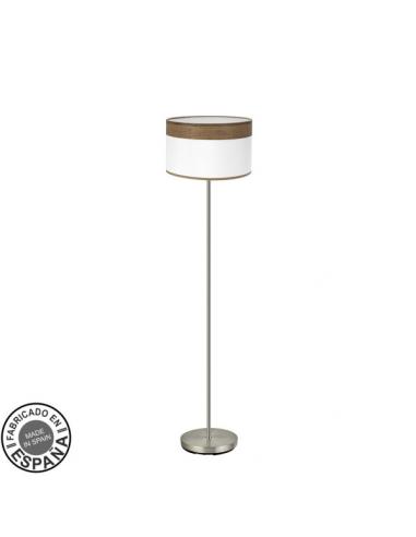 Pie Salon Cloe 1xe27 Cuero/blanca-madera Oscura 162x40x40 cm