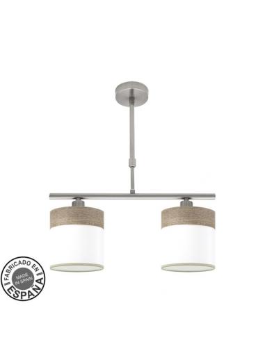 Lampara Cloe 2xe14 Niquel/blanca-madera Gris Regx43x14 cm