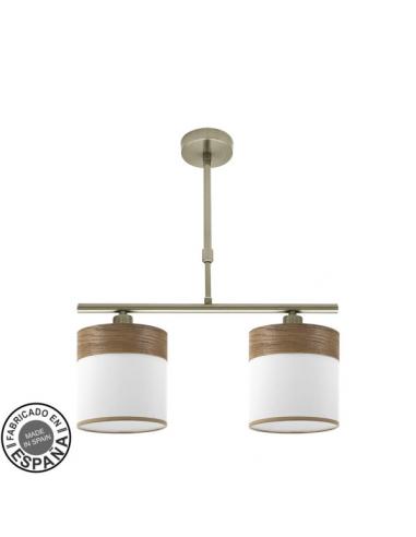 Lampara Cloe 2xe14 Cuero/blanca-madera Oscura Regx43x14 cm