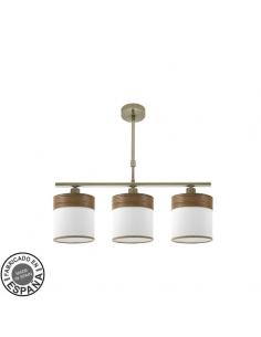 Cloe Lamp 3xe14 Leather/white-dark wood Regx55x14 cm