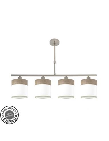 Lampara Cloe 4xe14 Niquel/blanca-madera Gris Regx75x14 cm