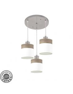 Cloe 3xe27 Nickel/white-wood Ceiling Light Grey Regx42x42 cm
