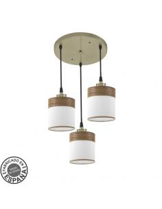 Cloe 3xe27 Ceiling Light Leather/white-dark wood Regx42x42 cm