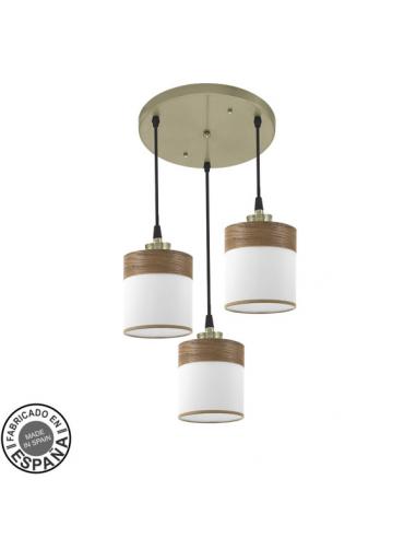 Cloe 3xe27 Ceiling Light Leather/white-dark wood Regx42x42 cm