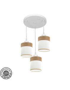 Cloe 3xe27 White/white-wood ceiling light Regx42x42 cm