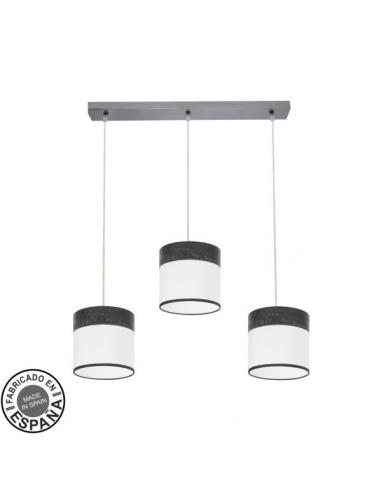 Regleta Cloe 3xe27 Cromo/blanca-madera Negra Regx60x16 cm