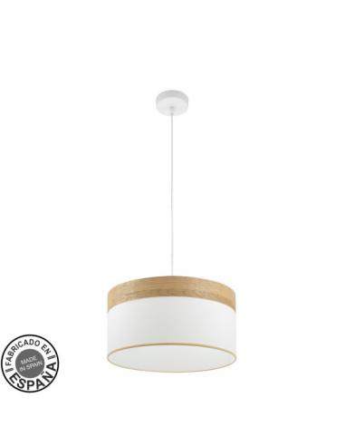 Colgante Cloe 1xe27 Blanco/blanca-madera Clara Regx40x40 cm