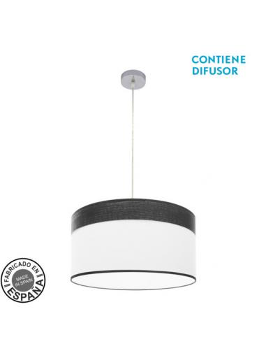 Colgante Cloe 2xe27 Cromo/blanca-madera Negra Regx50x50 cm