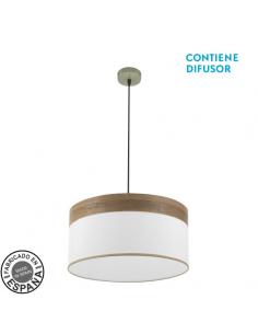 Cloe Pendant 2xe27 Leather/white-dark wood Regx50x50 cm