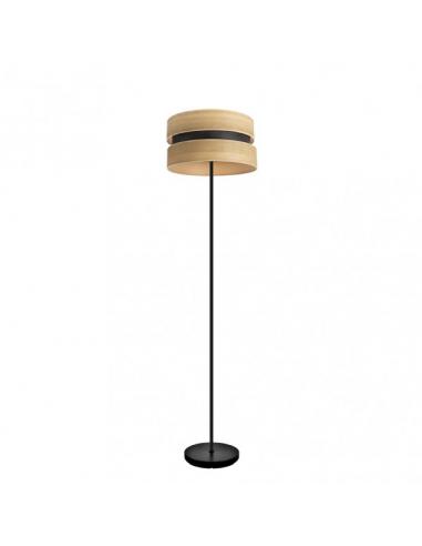 Pie Salon Colet 1xe27 Negro/madera Clara 160x40x40 Cm