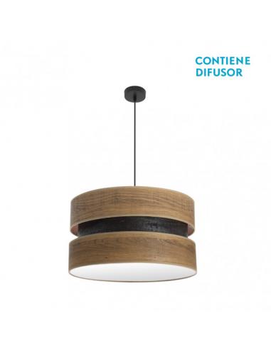 Colgante Colet 2xe27 Negro/madera Oscura Regx50x50 Cm