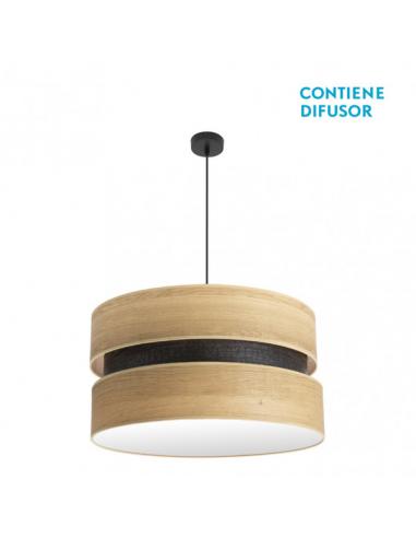 Colet 3xe27 Pendant Black/Light Wood Regx60x60 Cm