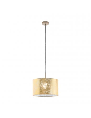EGLO 97643 - VISERBELLA Hanging Lamp in Champagne Steel and Textile Fabric