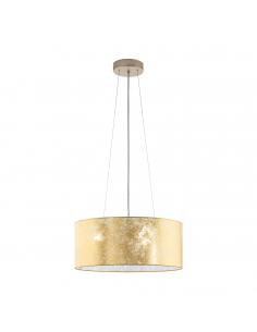 EGLO 97644 - VISERBELLA Hanging Lamp in Champagne Steel and Textile Fabric