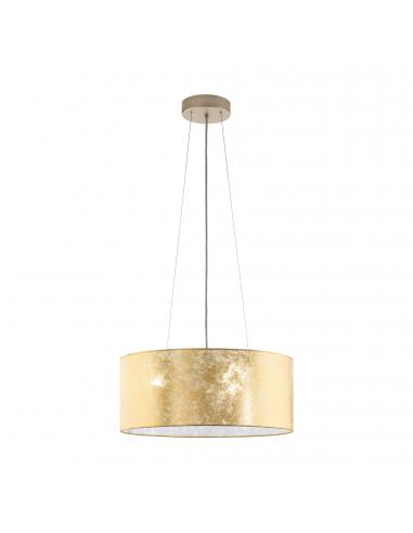 EGLO 97644 - VISERBELLA Hanging Lamp in Champagne Steel and Textile Fabric