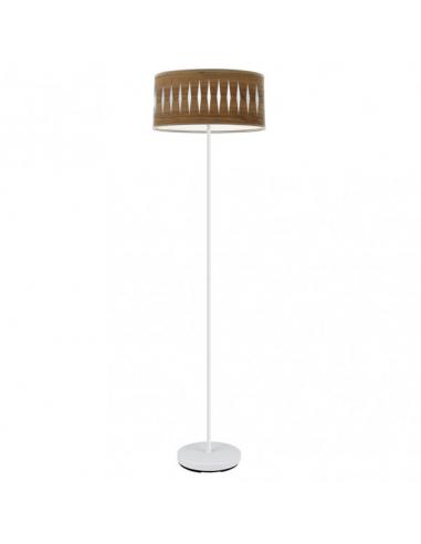 Pie Salon Piron 1xe27 Blanco/madera Oscura 165x40x40 Cm