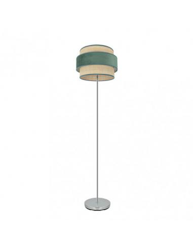 Pie De Salon Reyes 1xe27 Cromo/natural-verde 160x40x40 cm