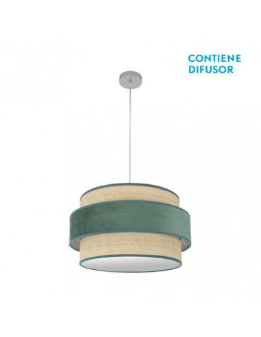 Colgante Reyes 2xe27 Cromo/natural-verde Regx50x50 Cm