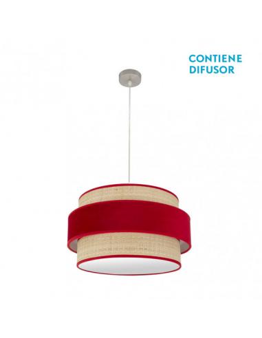 Colgante Reyes 2xe27 Niquel/natural-rojo Regx50x50 Cm