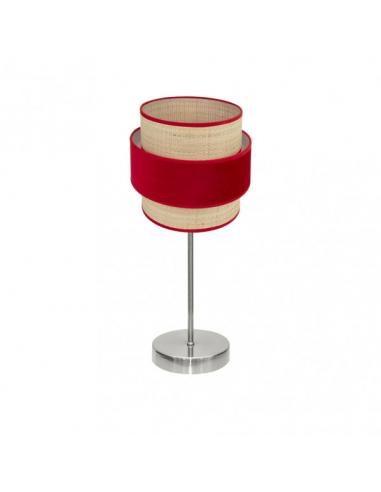 Sobremesa Reyes 1xe14 Niquel/natural-rojo 43x18x18 cm