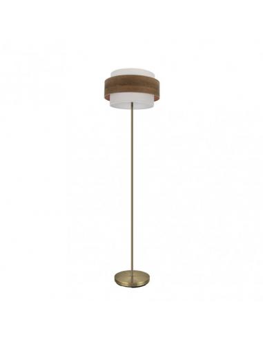 Pie Salon Myriam 1xe27 Cuero/Madera Oscura