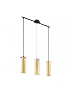EGLO 97652 - PINTO GOLD Crystal Pendant Lamp in Black Steel and Glass
