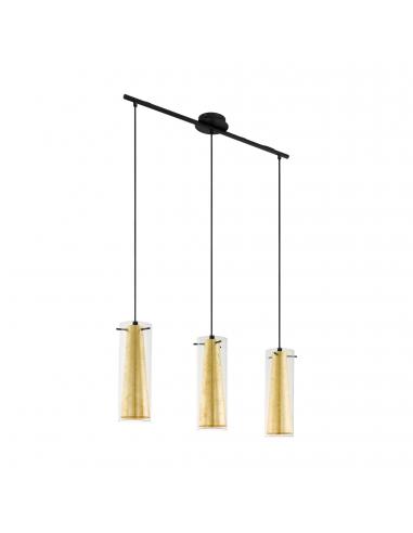 EGLO 97652 - PINTO GOLD Crystal Pendant Lamp in Black Steel and Glass