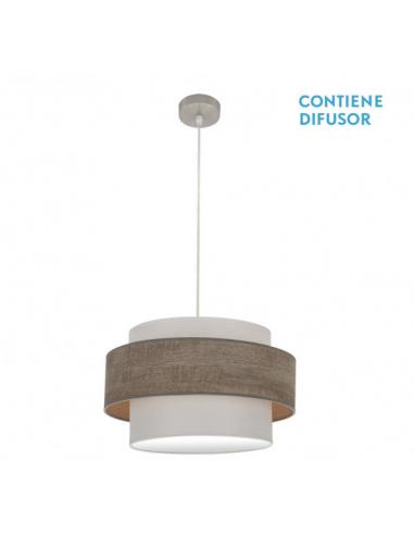Myriam Pendant 2xe27 Nickel/wood Gray Regx50x50 Cm