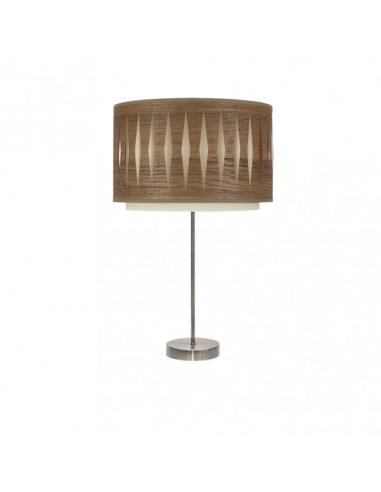 High Table Lamp Alexandra 1xe27 Dark Leather/Wood 61x30x30 Cm