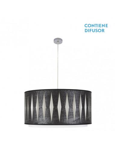 Colgante Alexandra 3xe27 Cromo/Madera Negra Regx60x60 cm