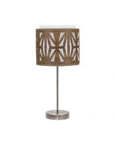 Katerina Table Lamp 1xe14 Leather/Dark Wood 42x17x17 Cm