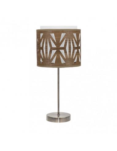 Katerina Table Lamp 1xe14 Leather/Dark Wood 42x17x17 Cm