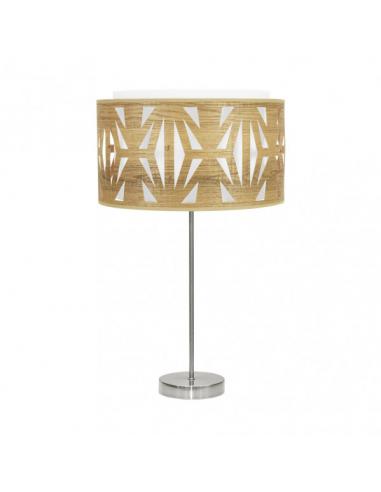 Sobremesa Alto Katerina 1xe27 Niquel/madera Clara 61x30x30 Cm